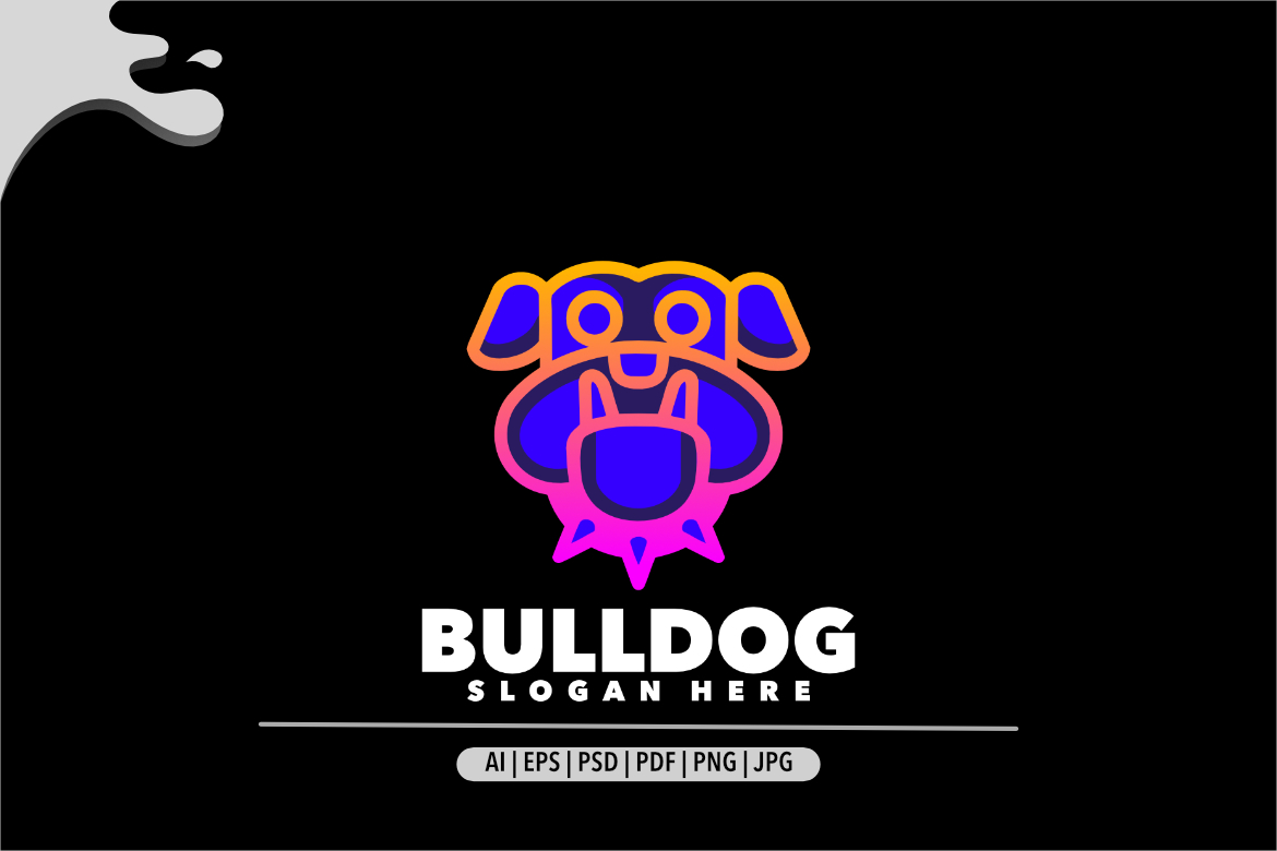 Bulldog line symbol logo gradient colorful logo template design