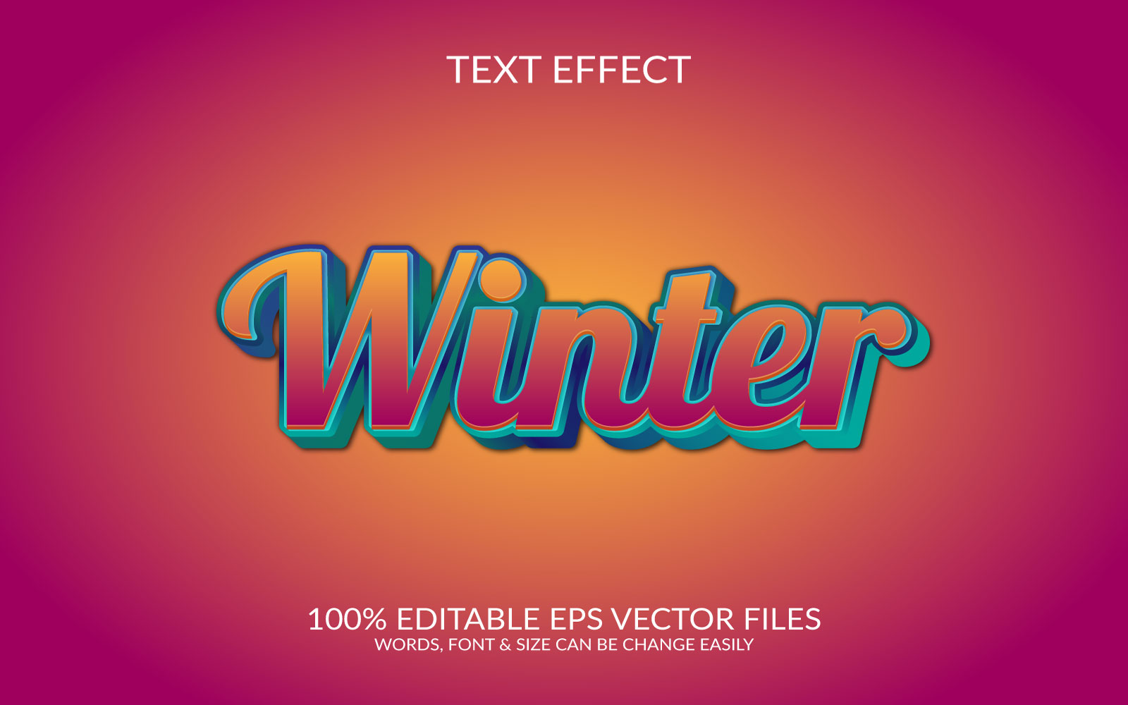 Winter 3D Editable Vector Eps Text Effect Template Design