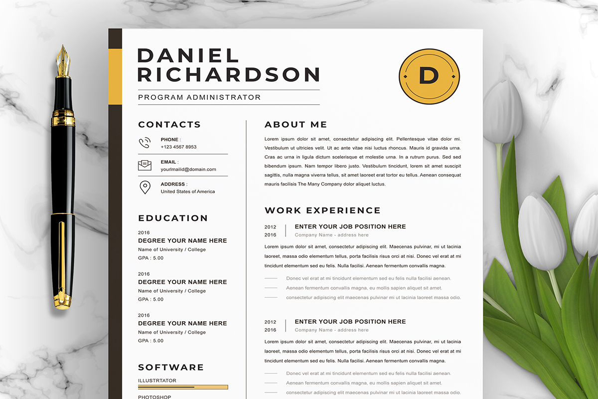 Simple Resume Design, Professional CV Template