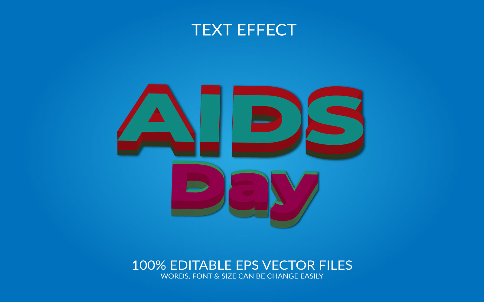 Aids day  3D Editable Vector Eps Text Effect Template