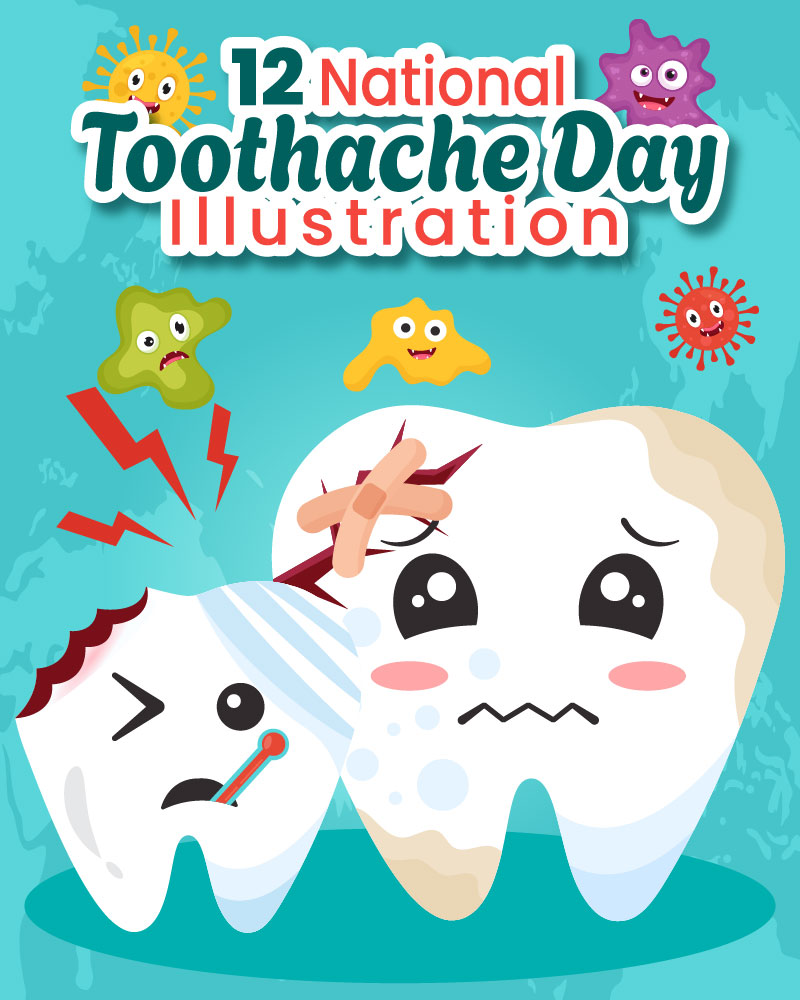 12 National Toothache Day Vector Illustration
