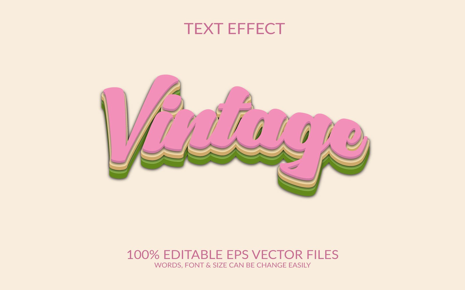 Vintage 3D Editable Vector Eps Text Effect Template Illustration