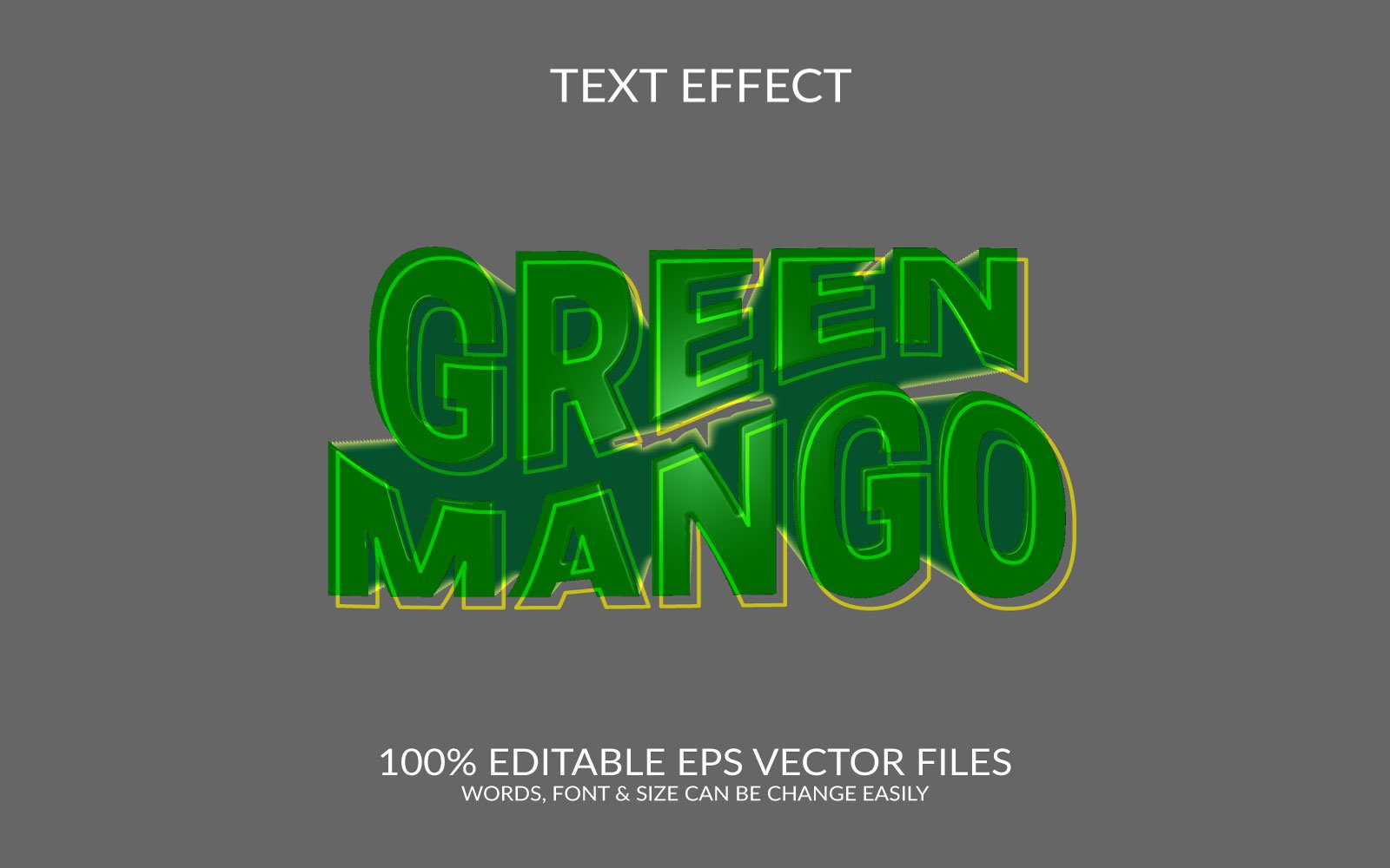 Green Mango 3D Editable Vector Eps Text Effect Illustration