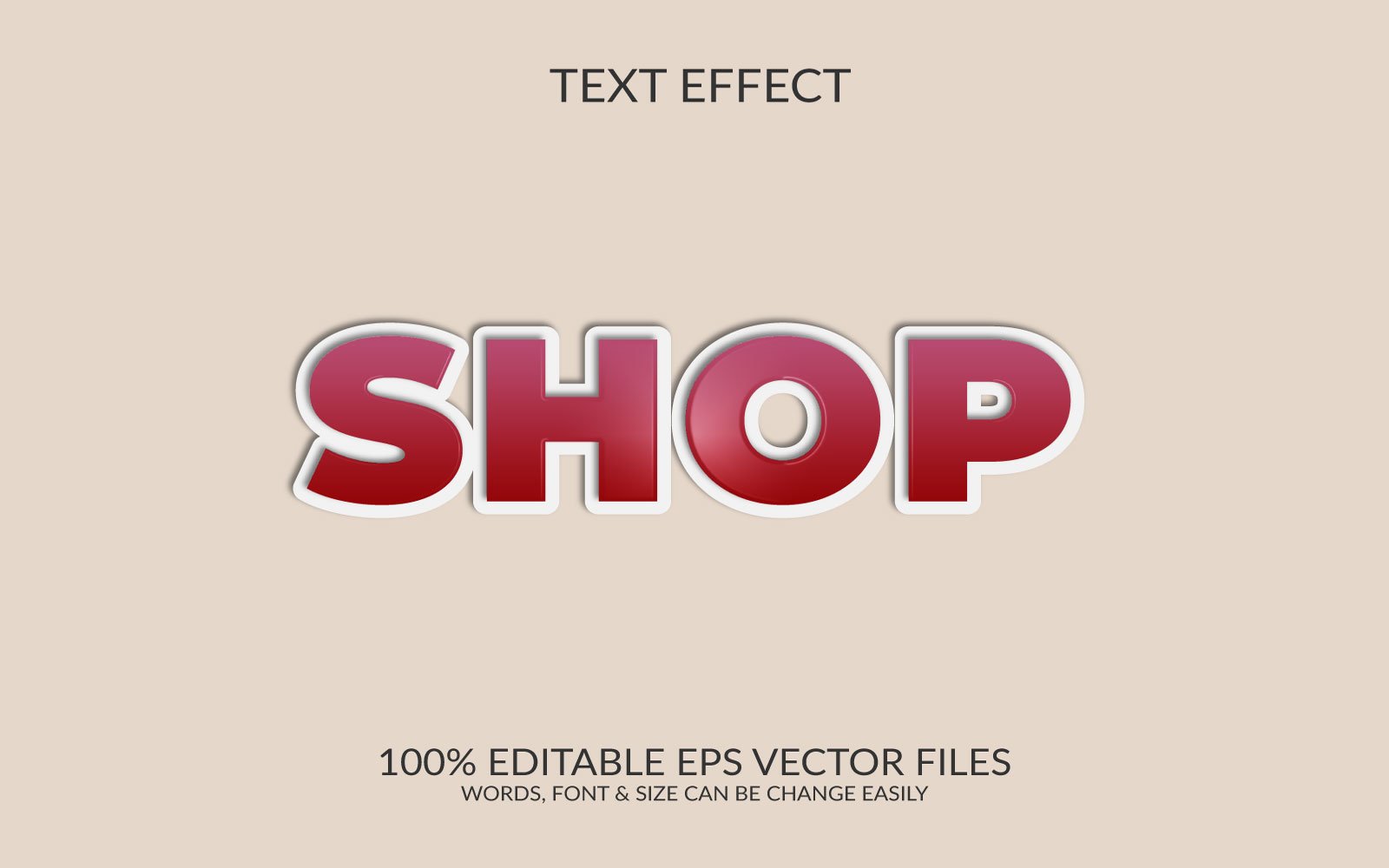 Shop 3D Editable Vector Eps Text Effect Template Illustration