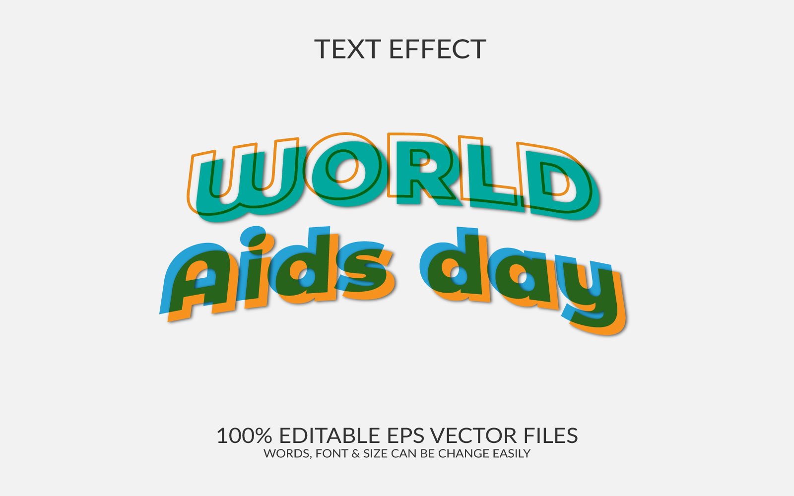 World aids day  3D Editable Vector Eps Text Effect Template