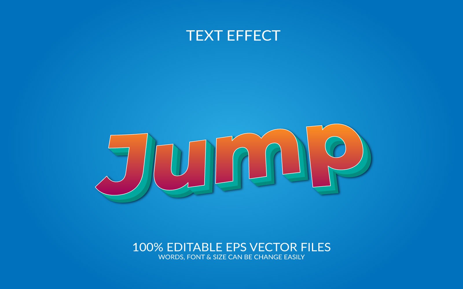 Jump  vector eps 3d text effect design template illustration