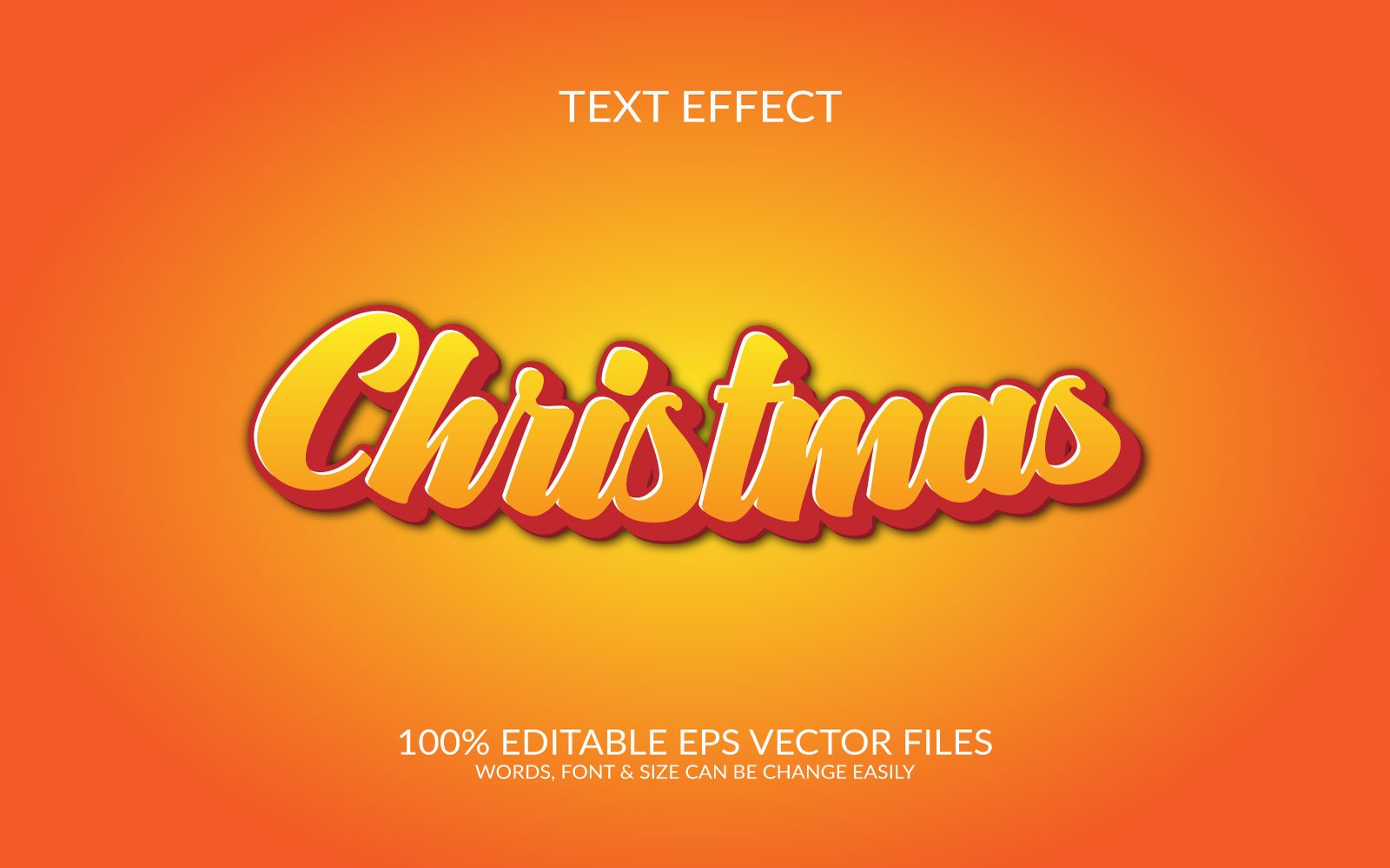 Merry Christmas 3D Editable Vector Eps Text Effect Illustration