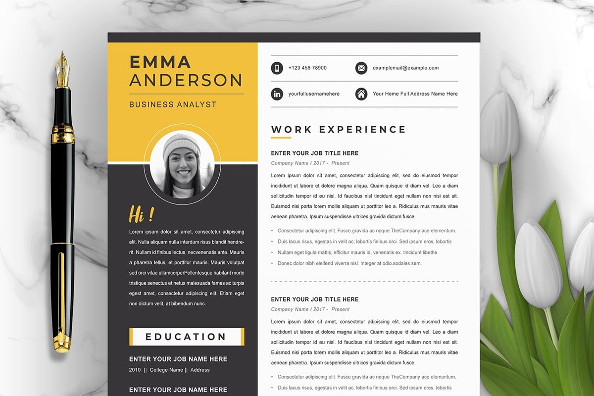 Professional Resume Template With Photo