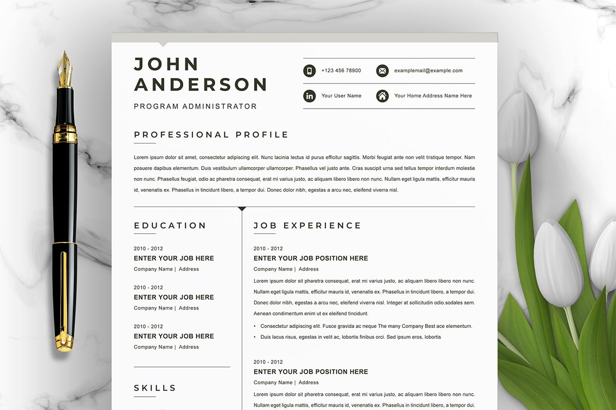 Clean and Modern Resume Template Word