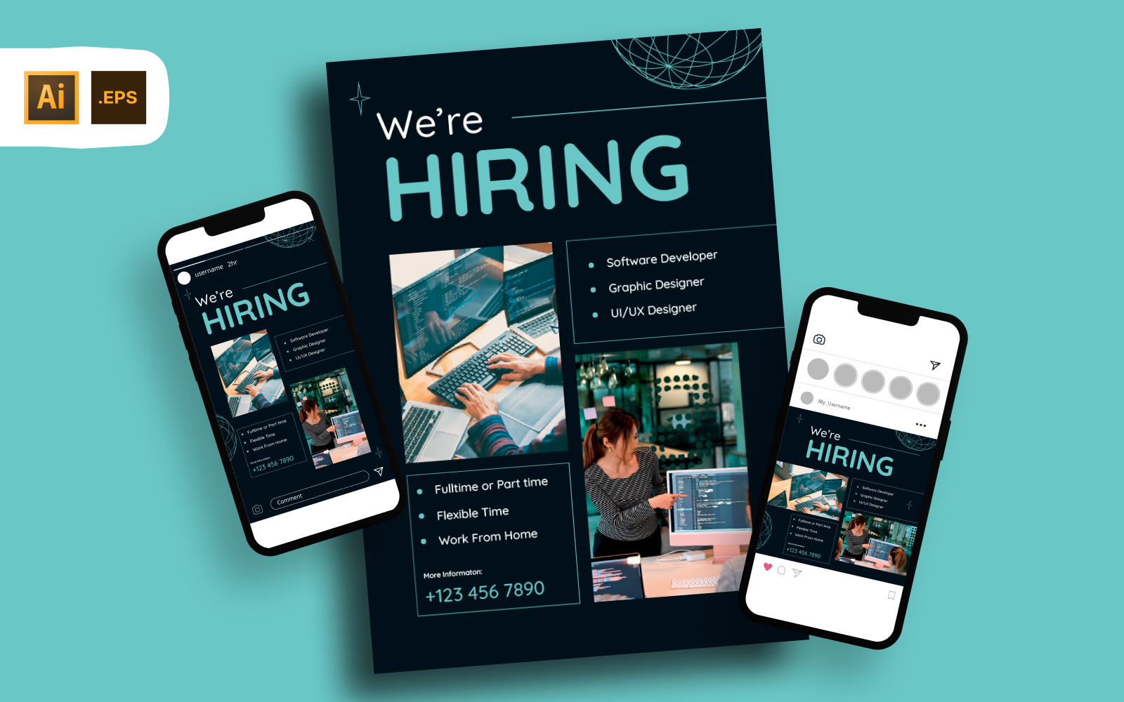 Black Tosca Modern Job Vacancy Flyer Template