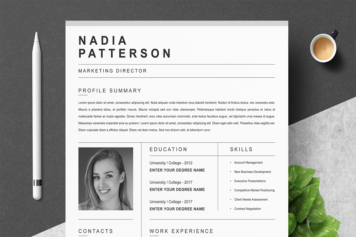 Modern Resume Template | Cover Letter, Word, Mac,A4