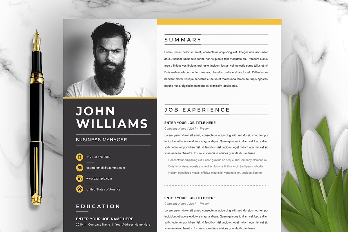 Modern Resume Template Format Editable CV Design