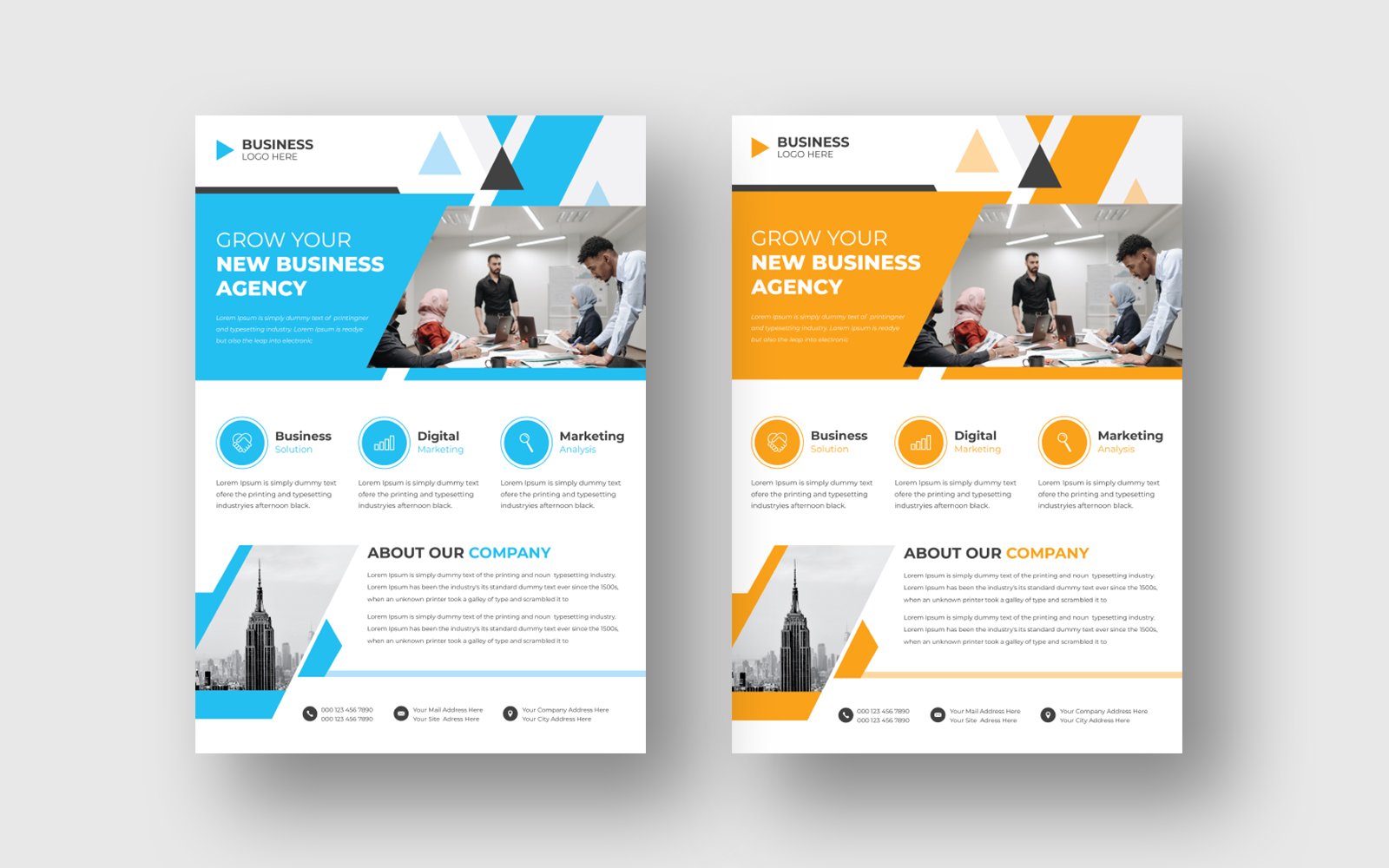 Professional a4 business flyer template design for printing.