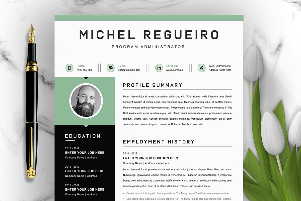 Clean Resume / CV Template with MS Word Cover Letter