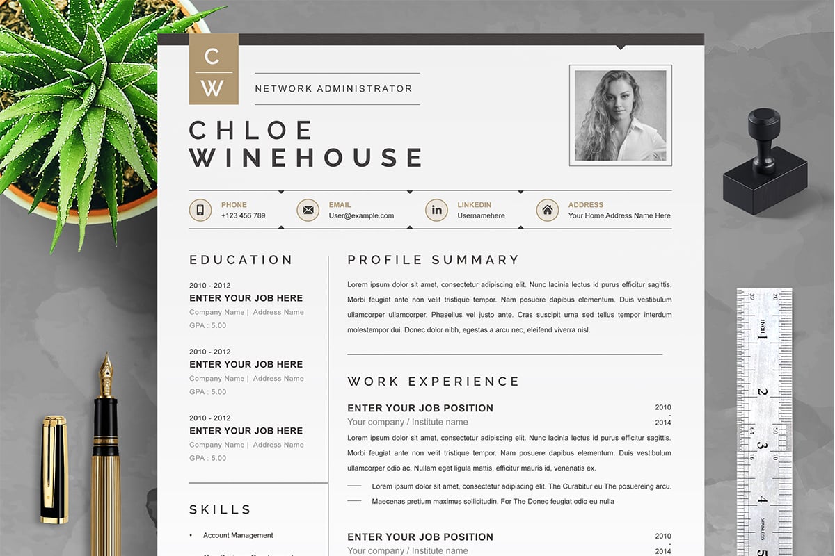 Modern Resume Template | Cover Letter, Word, Mac