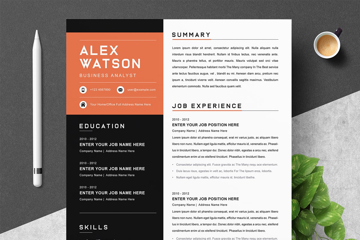 CV Template + Cover Letter + References for MS Word