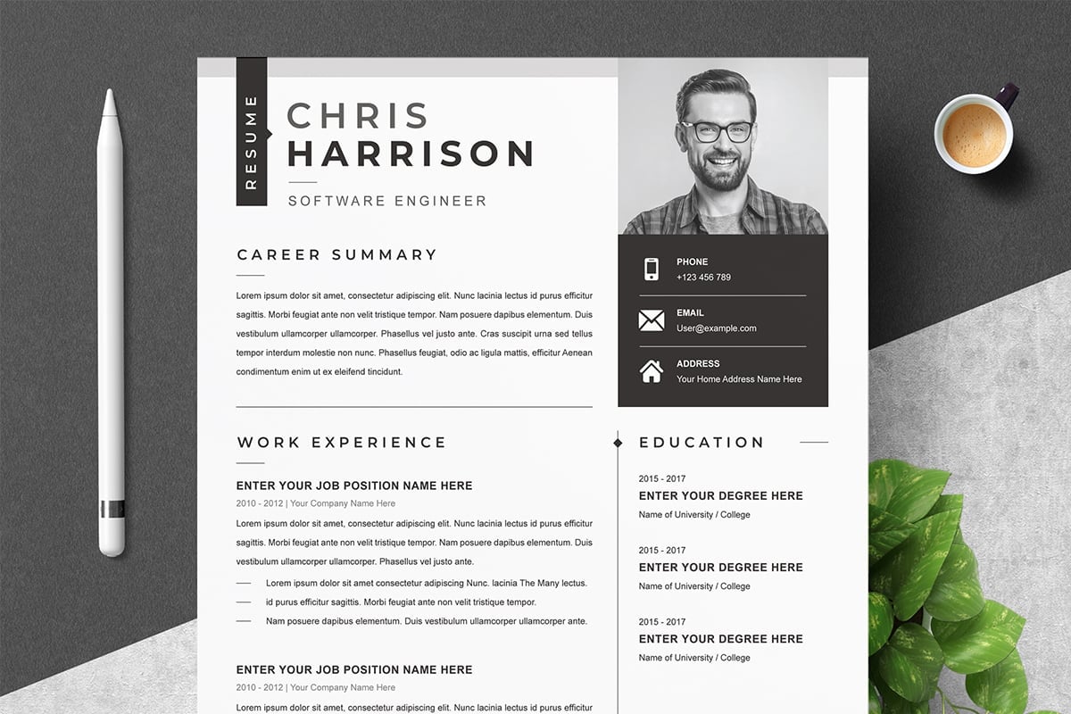 Resume Template With Photo, Modern Resume