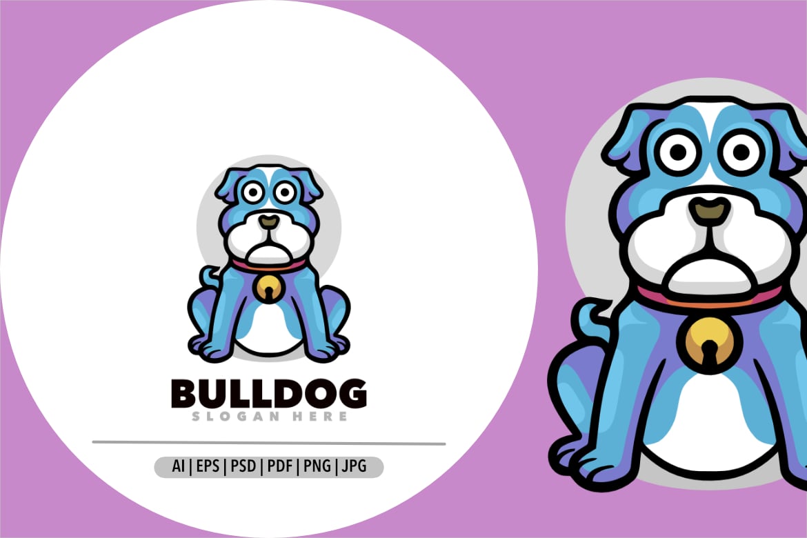 Bulldog mascot cartoon logo design illustration for design