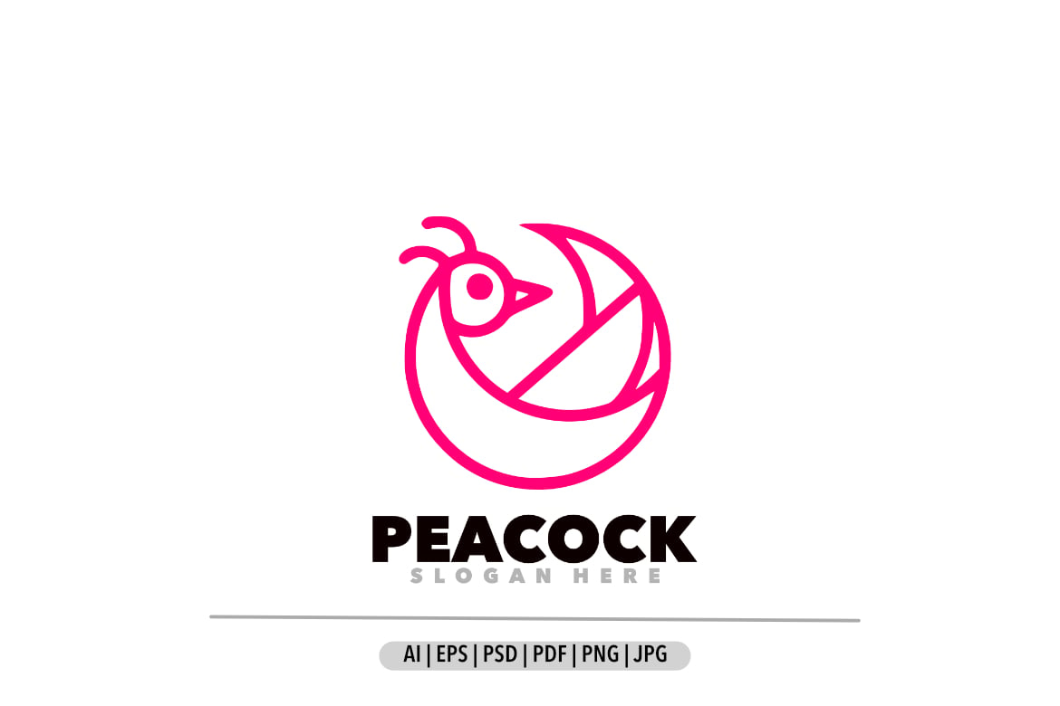 Peacock red line symbol logo template illustration design