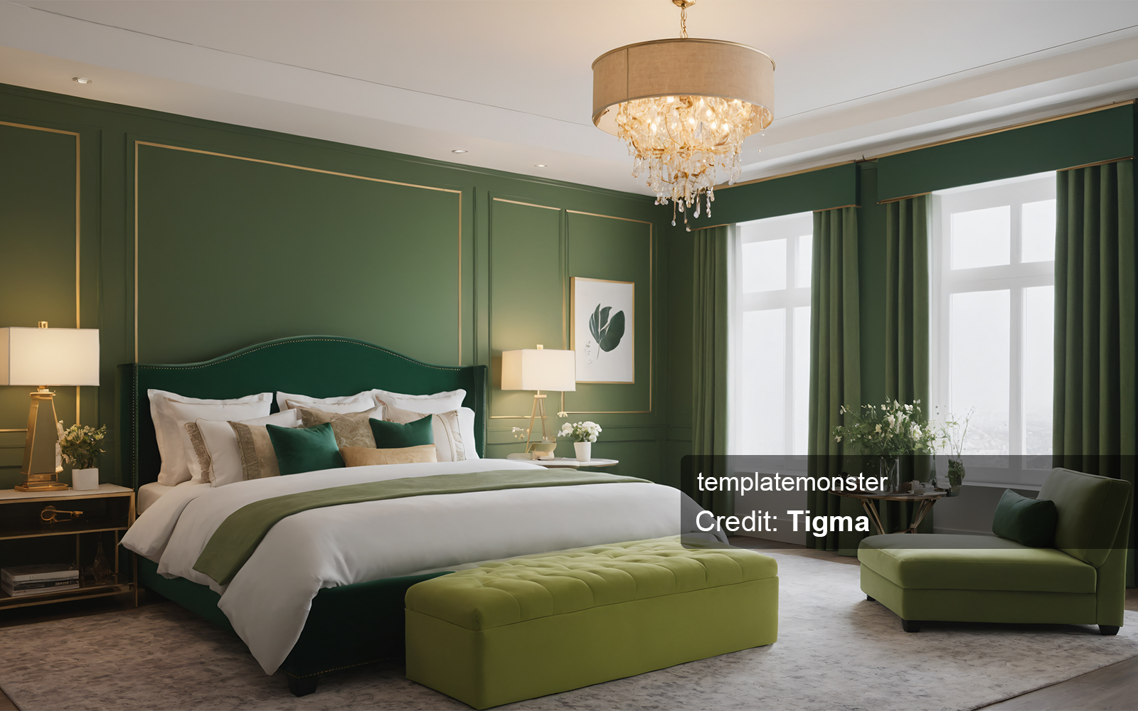 Transform Your Bedroom into a Dream with this Green Interior Design - Digital Download