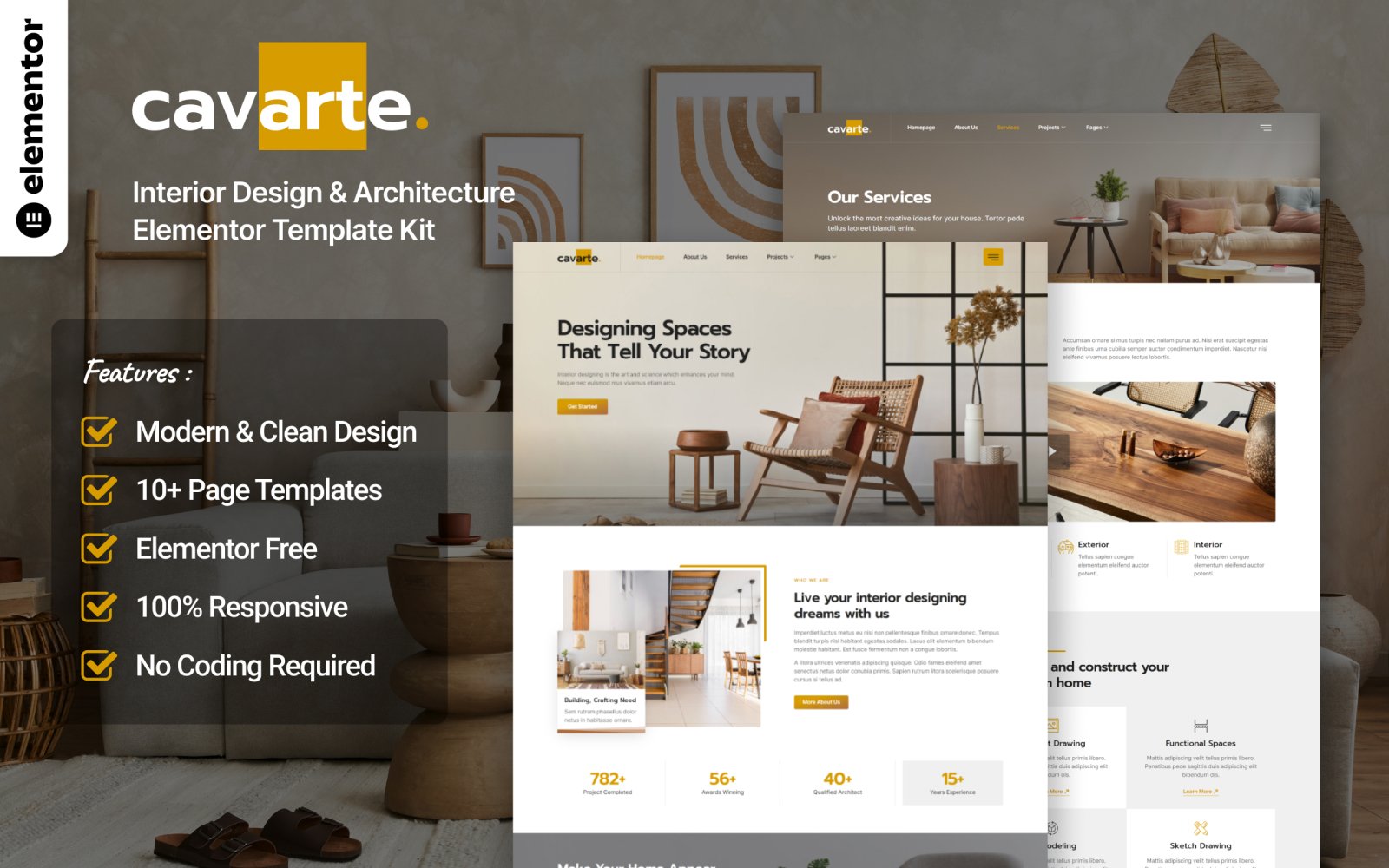 Cavarte - Interior Design & Architecture Elementor Template Kit
