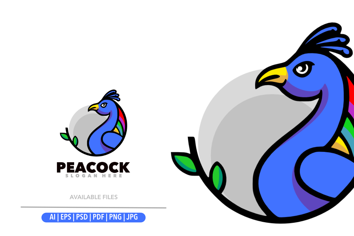 Peacock mascot logo design illustration for design
