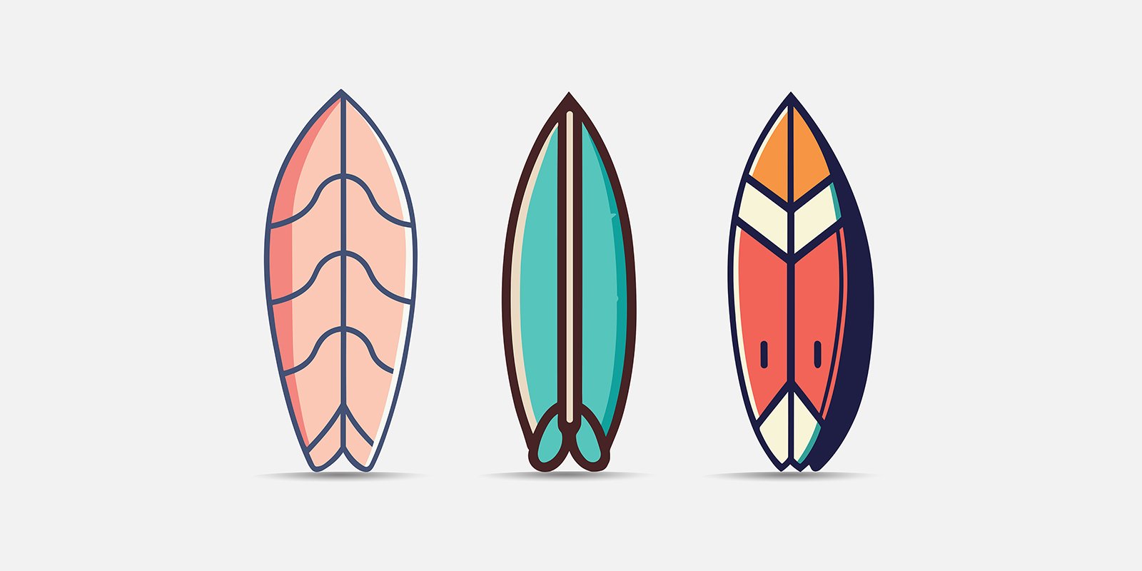 Surfboard icon set in flat style. Surfboard vector illustration