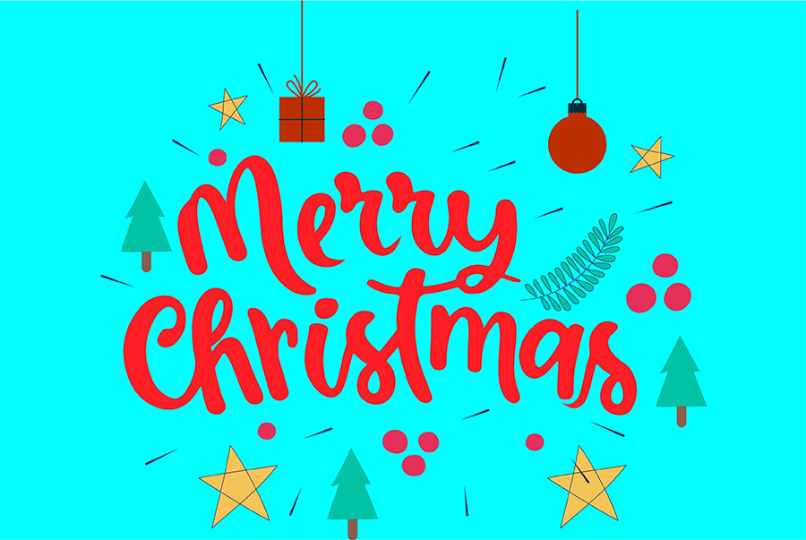 Merry Christmas lettering creative vector art