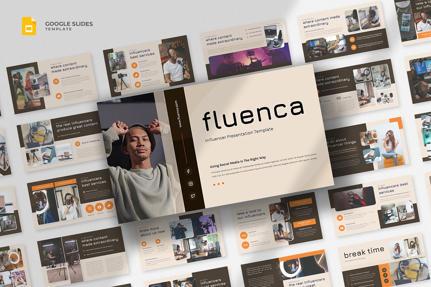 Fluenca - Influencer & Content Creator Google Slides Template