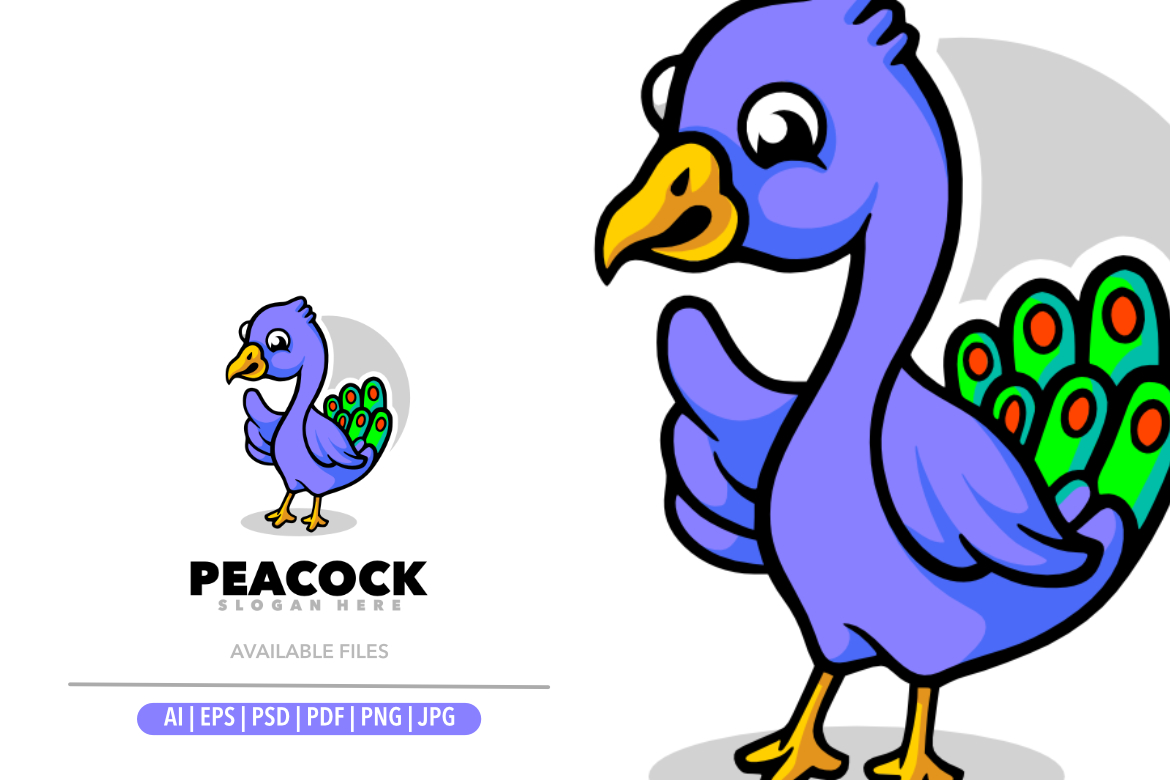 Peacock mascot cartoon logo design illustration design