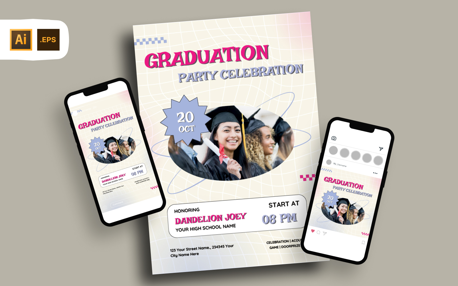 Y2K Minimalist Graduate Celebration Flyer Template