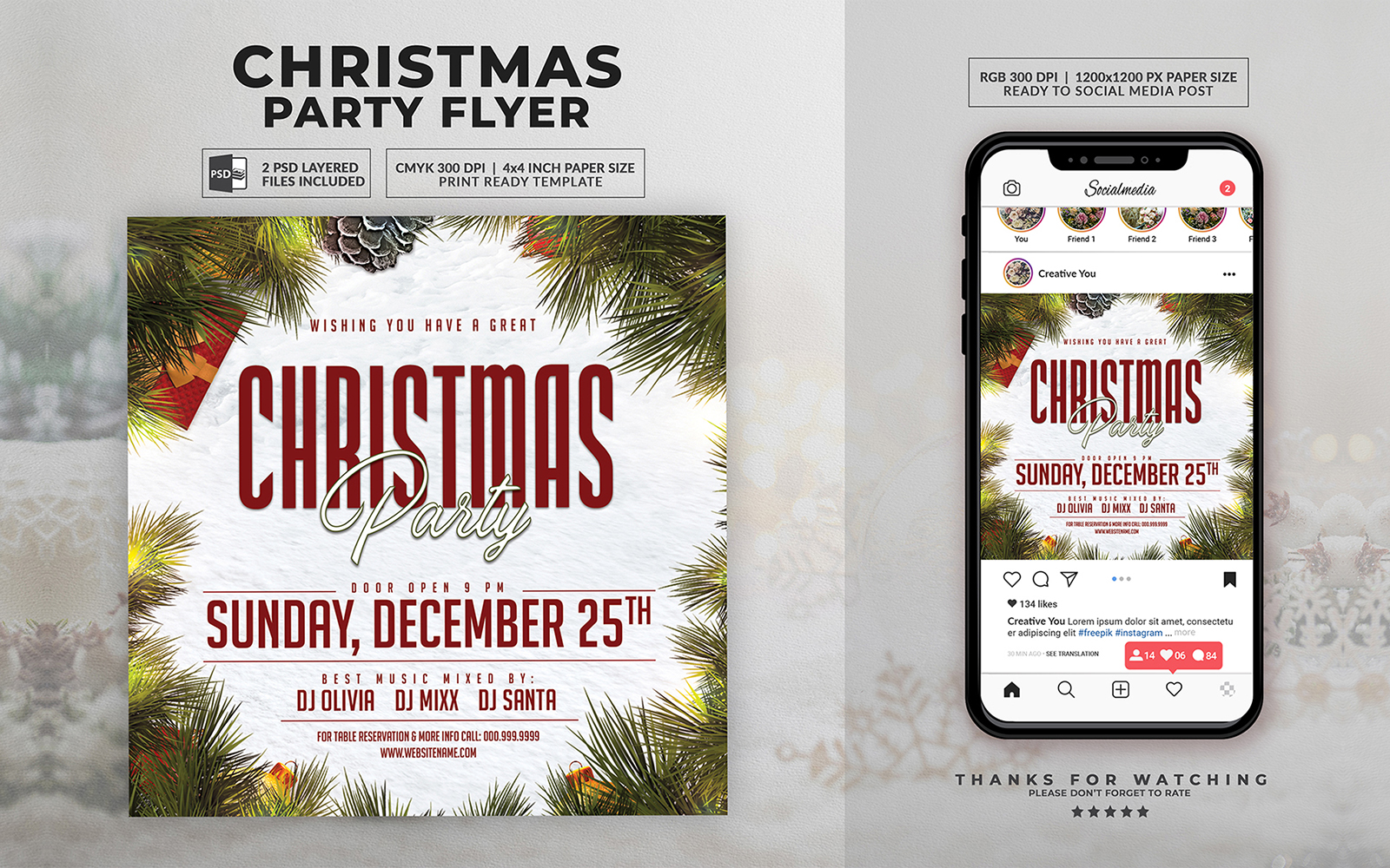 White Christmas PSD Flyer Template