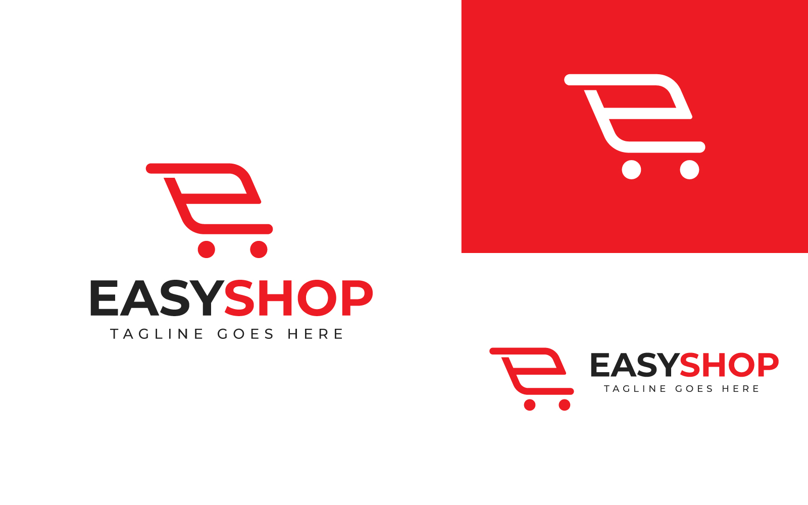 Letter E With Shopping Cart Trolley Logo Template Design