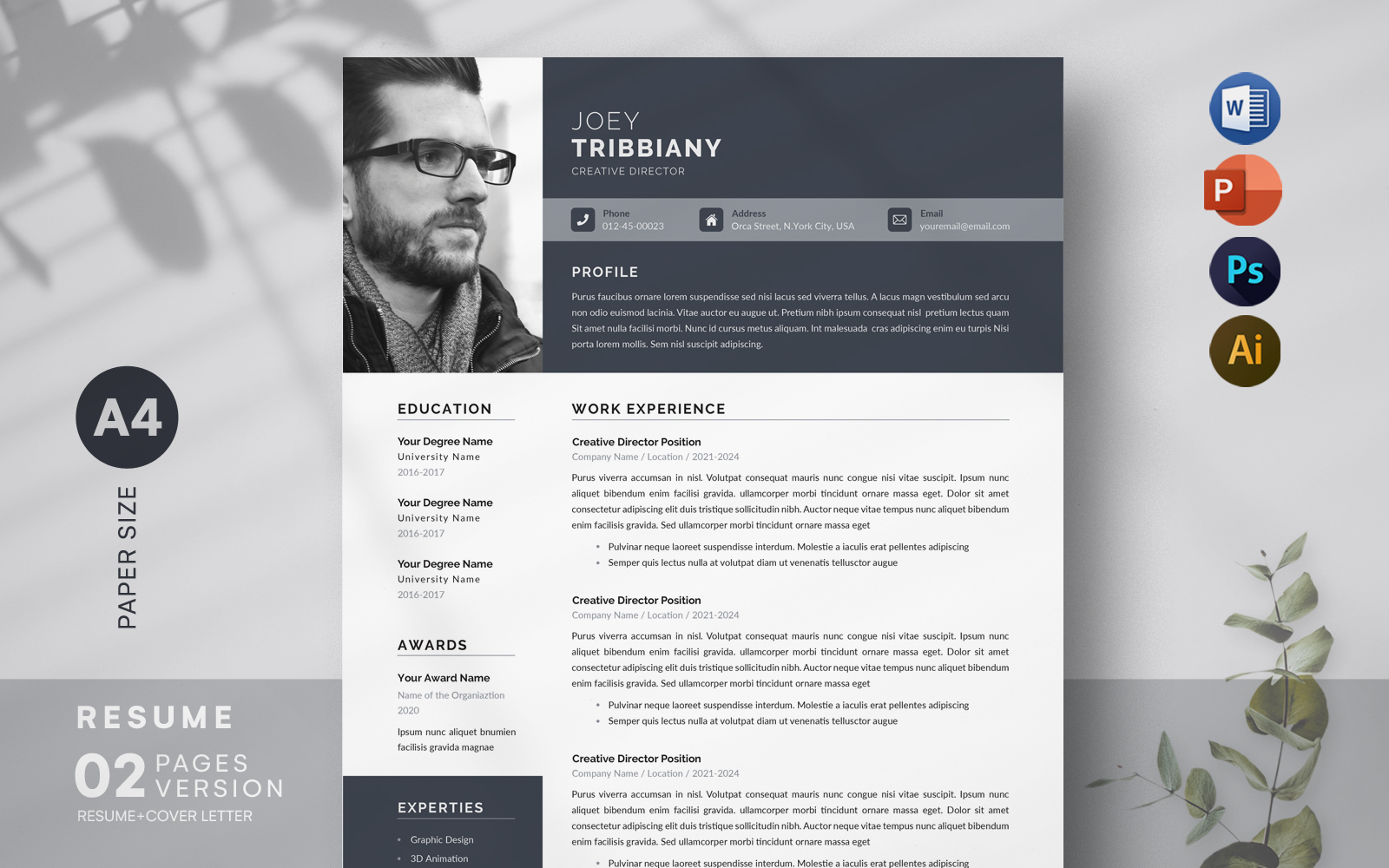 Modern Resume Template, Professional CV