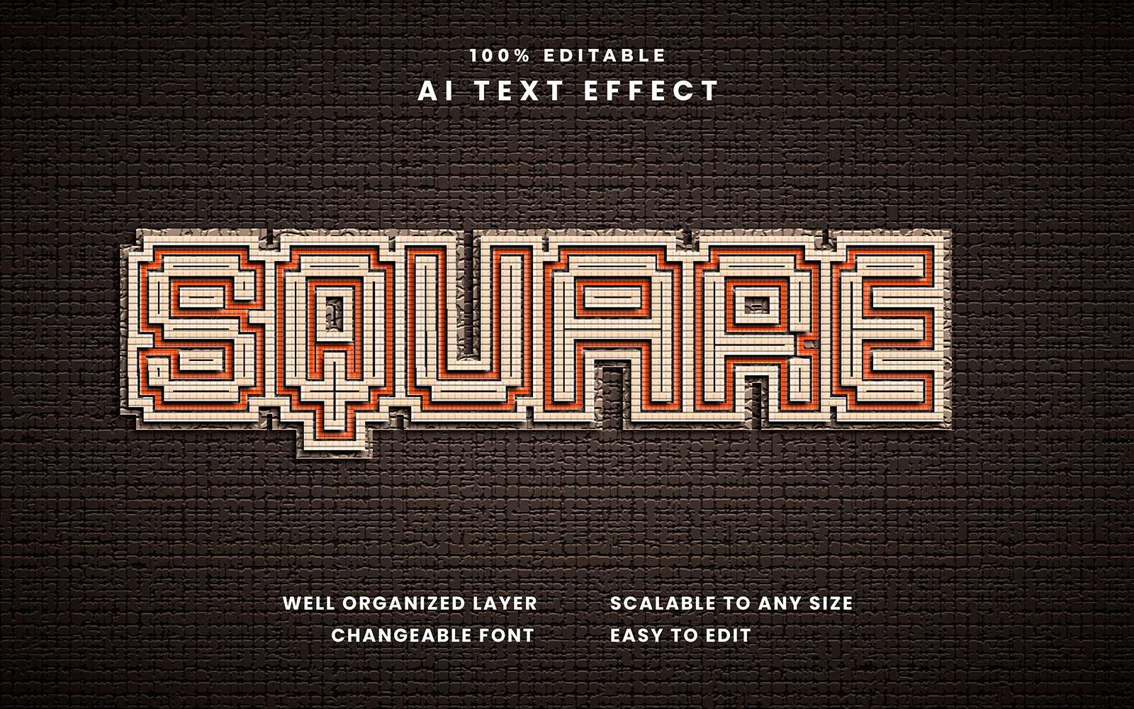 Square Editable Text Effect