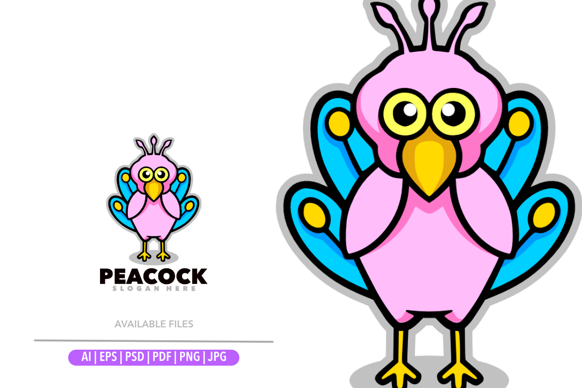 Peacock mascot cartoon design illustration for sport