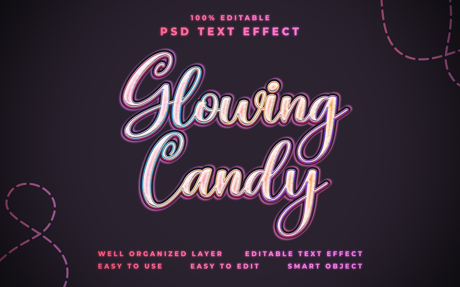 Glowing Candy Text Effect