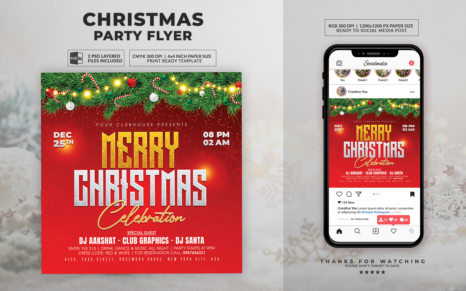 Merry Christmas Celebration PSD Flyer