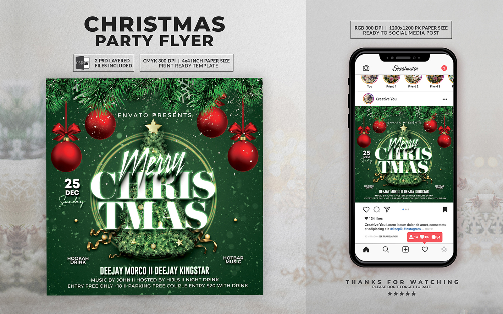 Merry Christmas Celebration PSD Flyer Template