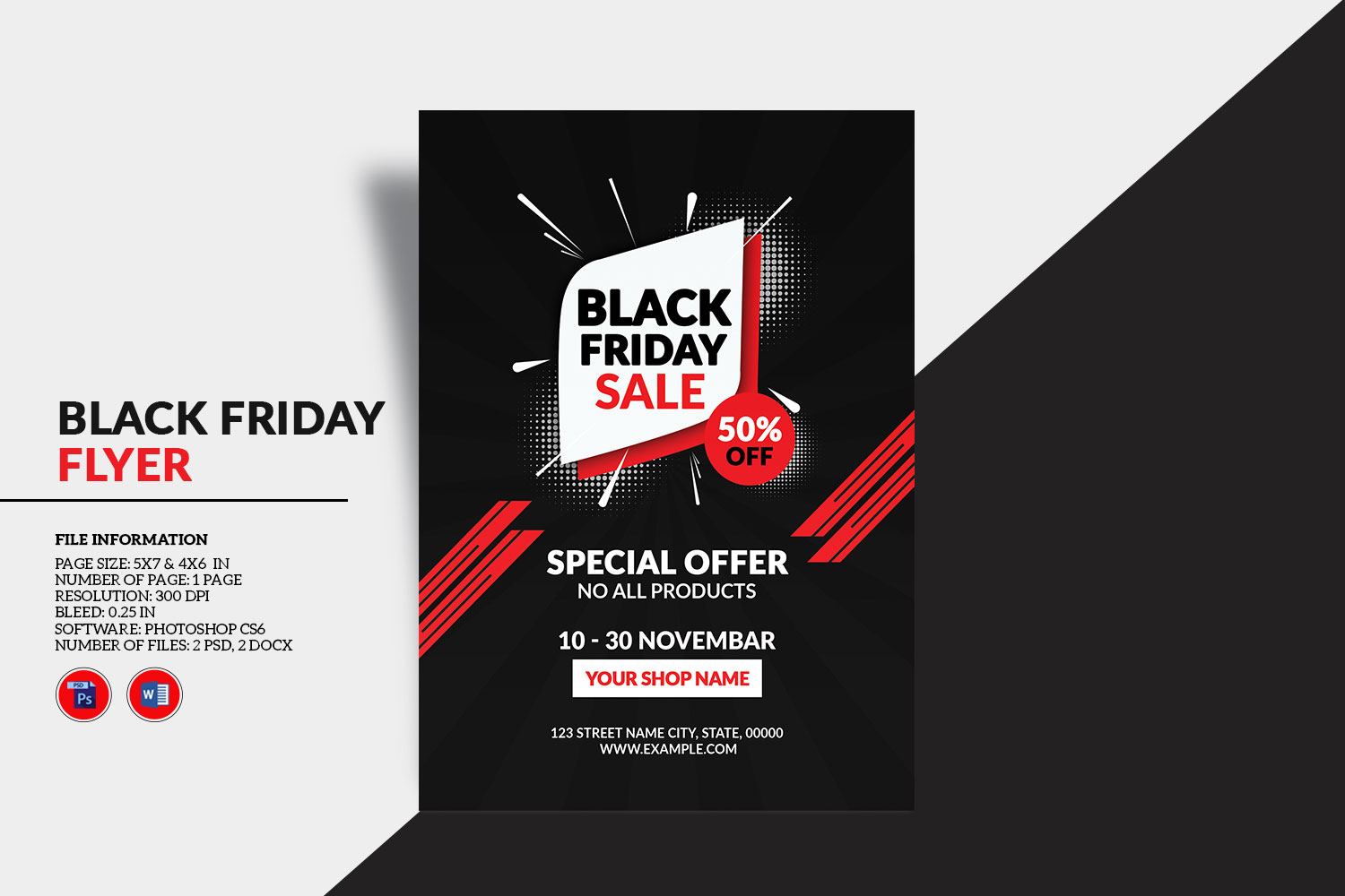 Black Friday Promotional Flyer. Psd and Word Template
