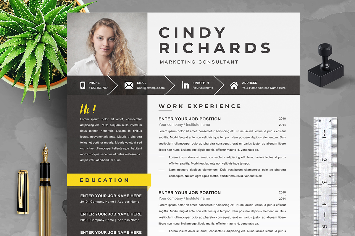 CV Template, Professional Resume, Instant Download Template