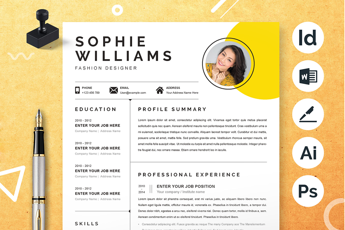 Word Clean Resume | Apple Pages Modern Resume / CV