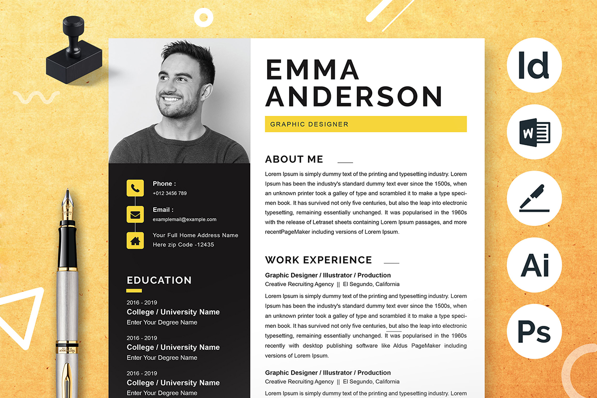 Curriculum Vitae Samples Resume Template Instant Download