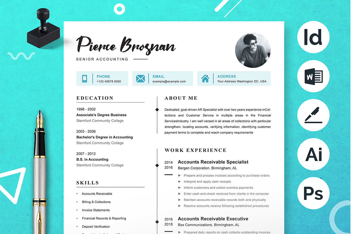Accountant Resume Template for Word, Executive, Manager