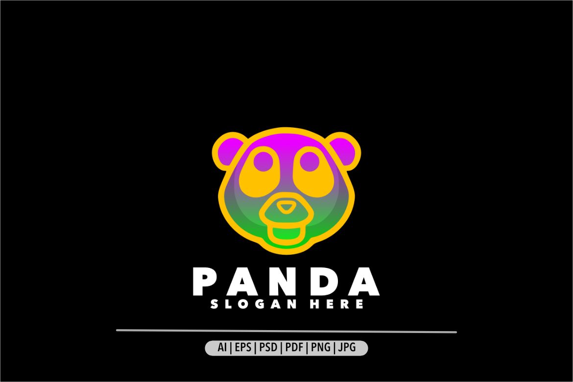 Panda line gradient colorful mascot logo design template