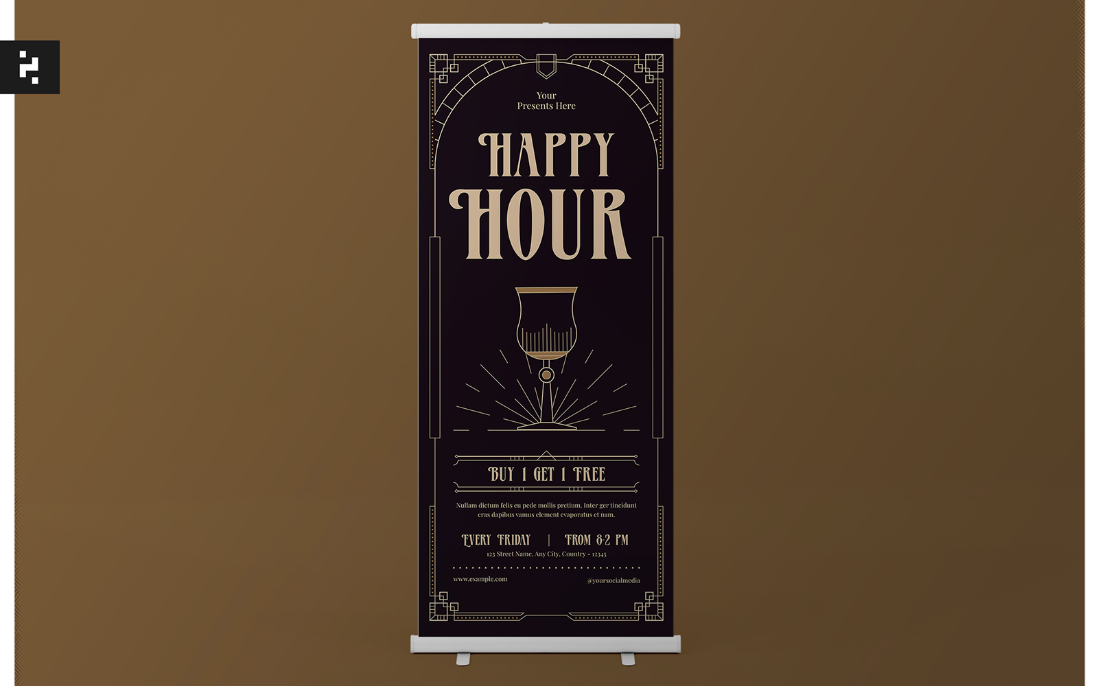 Classic Elegant Happy Hour Banner