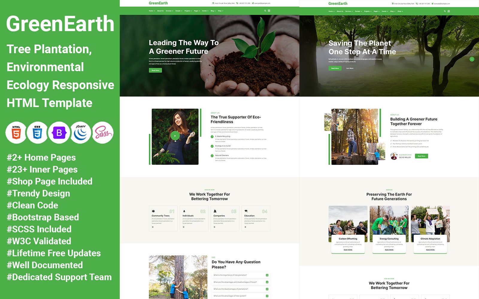 GreenEarth -  Tree Plantation, Environmental Ecology Responsive HTML Template