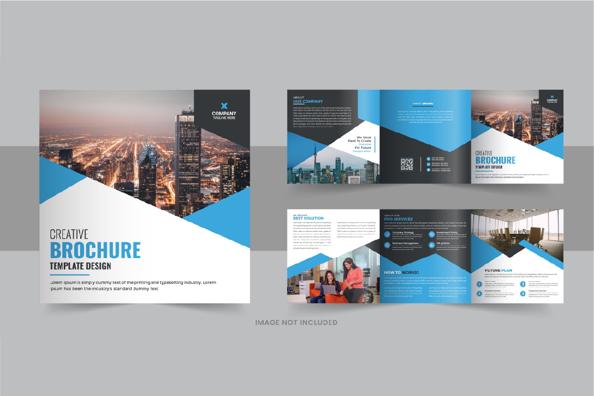 Business square trifold brochure layout or Square trifold