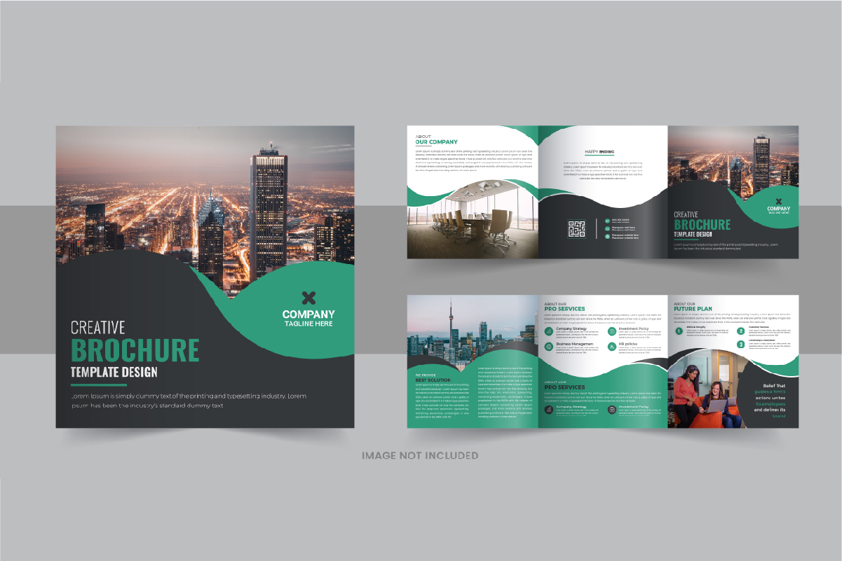 Business square trifold brochure layout or Square trifold template