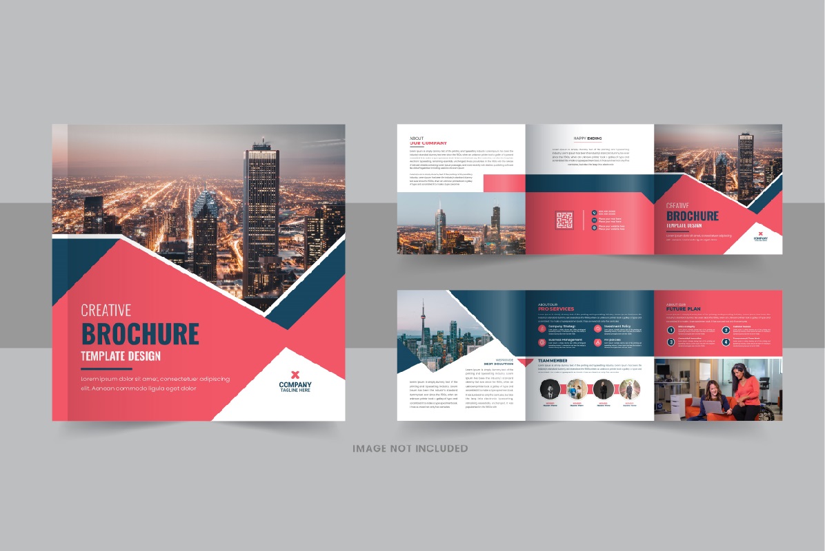 Business square trifold brochure template or Square trifold template design